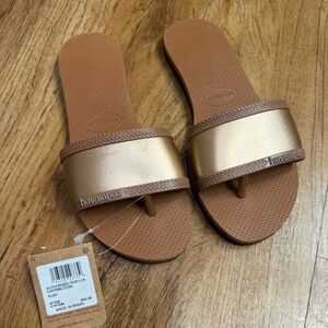 Havaianas You Angra Slide Sandals – Rust/Bronze – Size 9/10, New With Tags